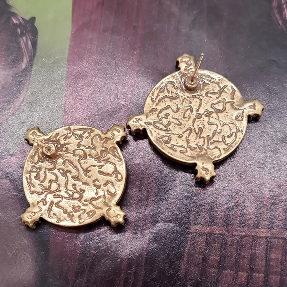 Elegant Art Nouveau Alluring Lady Crystal Crystal Embellished Gold Earrings - Picture 12 of 13